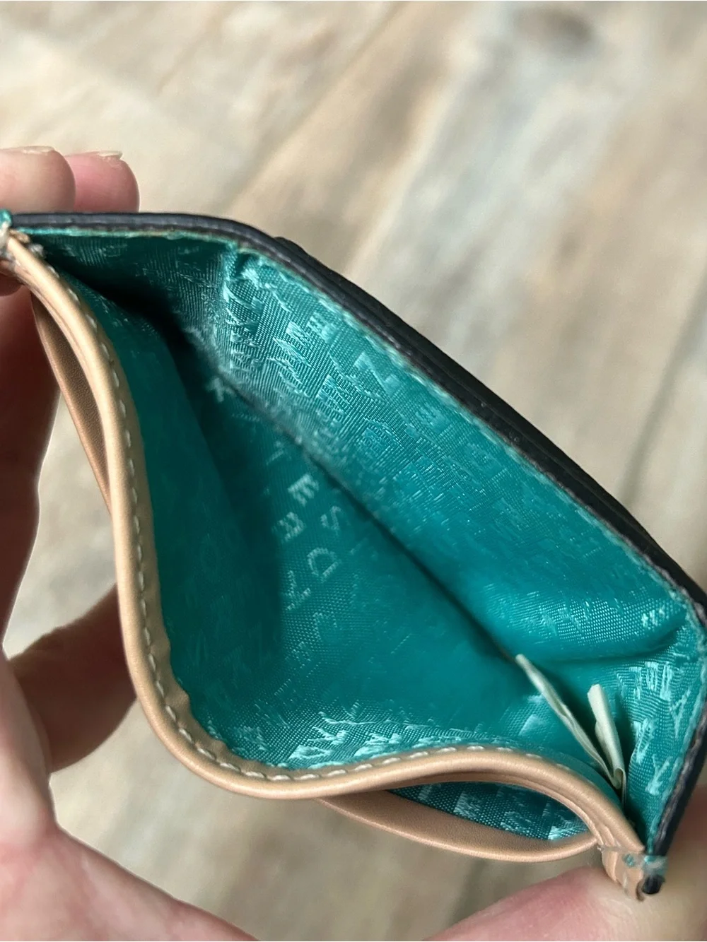 Kate Spade New York Card Case Turquoise Pebbled Leather